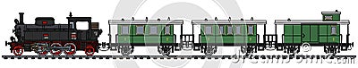 The vintage passenger steam train Vector Illustration