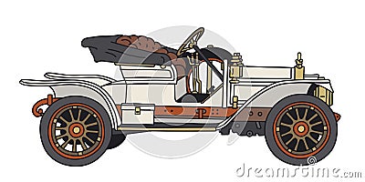 The vintage white small sports car Vector Illustration