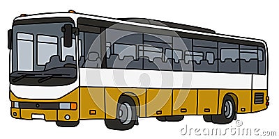 The yellow and white touristic bus Vector Illustration