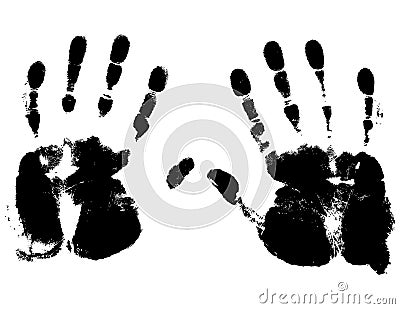 Vectorized Hand Prints and Smeers Vector Illustration