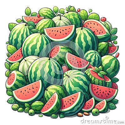 Vectorized watermelons fruit cartoon illustration Vector Illustration
