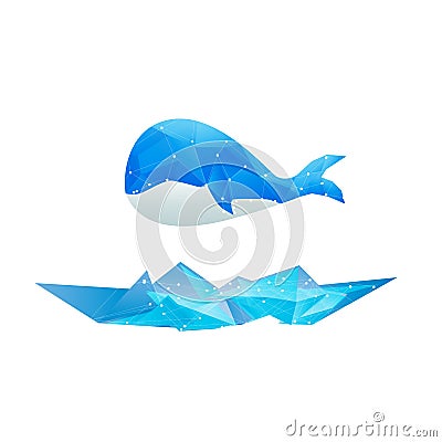 Vectors abstract polygon whale isolated design blue Vector Illustration