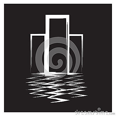 Vectors building black and white on white background Vector Illustration