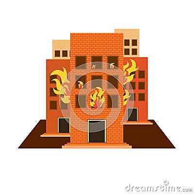 Vectors building fire colour and white on white back ground Vector Illustration