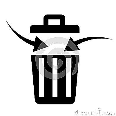 Garbage can. Throw away the trash. Arrow throwing trash. vector. Vector Illustration