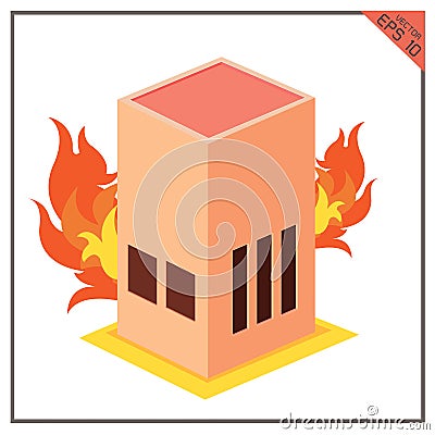 Vectors set building fire colour white on white back ground Vector Illustration