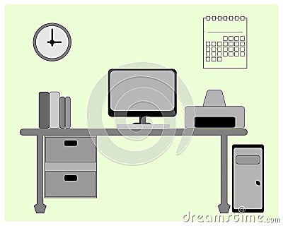 Study or work desk Vector Illustration