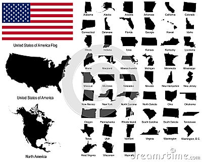 Vectors of USA states Vector Illustration