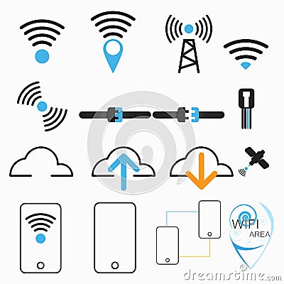 Vectors wireless internet network antenna Vector Illustration