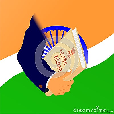 Vectpr illustration of Dr Bhimrao Ramji Ambedkar with Constitution of India for Ambedkar Jayanti Vector Illustration