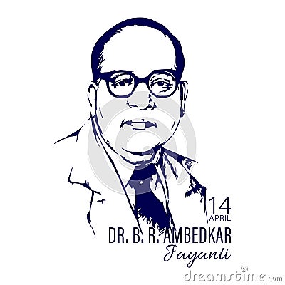 Vectpr illustration of Dr Bhimrao Ramji Ambedkar with Constitution of India for Ambedkar Jayanti Vector Illustration