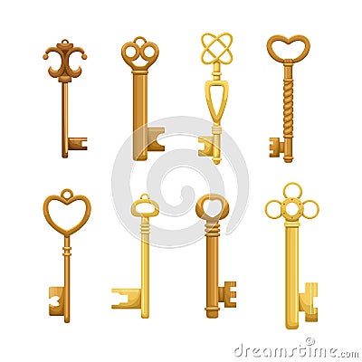 Vector set of retro keys in flat style Vector Illustration