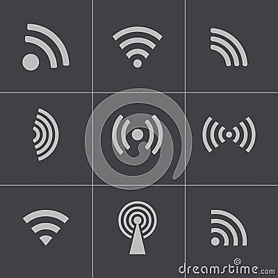 Vectvor black wireless icons set Vector Illustration