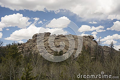 Vedauwoo Rocks Under Blue Cloudy Sky Stock Photo