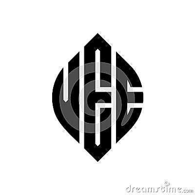 VEE circle letter logo design with circle and ellipse shape. VEE ellipse letters with typographic style. The three initials form a Vector Illustration