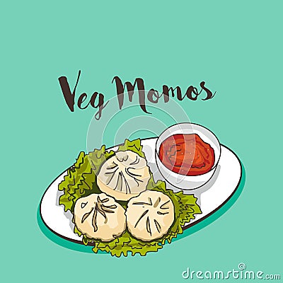 Veg Momos vector Stock Photo