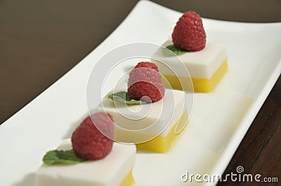 Vegan Agar Coconut Mango Gel Squares Stock Photo