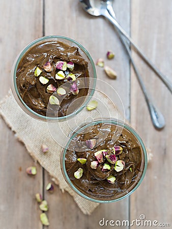 Vegan avocado chocolate mousse Stock Photo