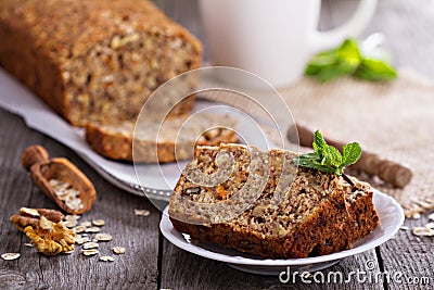 Vegan banana carrot bread Stock Photo