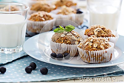 Vegan banana carrot muffins Stock Photo