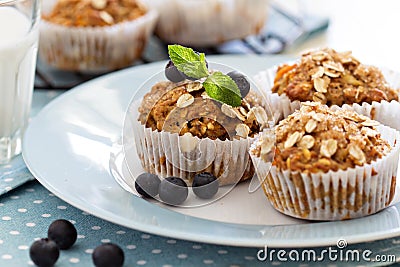 Vegan banana carrot muffins Stock Photo