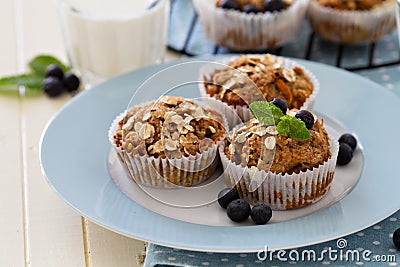 Vegan banana carrot muffins Stock Photo