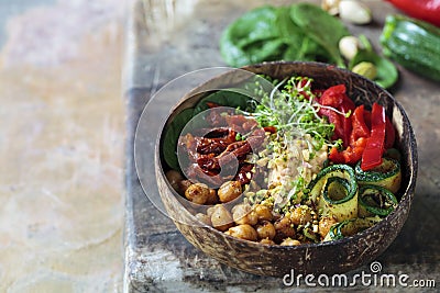 Vegan Buddha bowl with vegetables and chickpeas Stock Photo