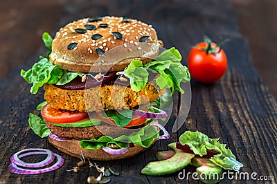 vegan burger, avocado, organic, culinary, gourmet, Stock Photo