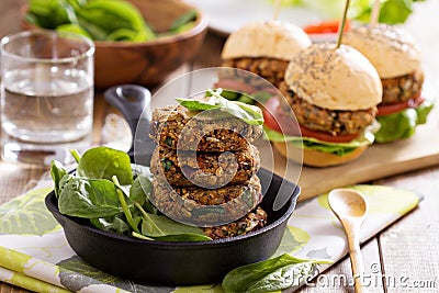 Vegan burgers with beans and vegetables Stock Photo