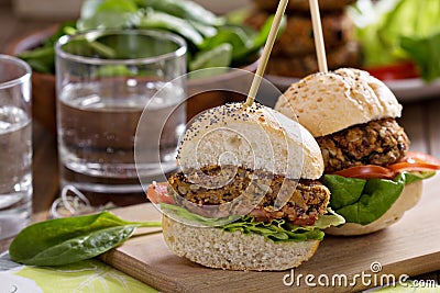 Vegan burgers with beans and vegetables Stock Photo