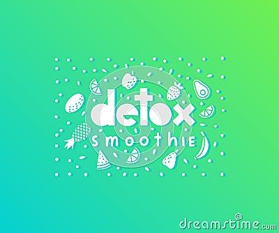 Vegan cafe concept. Detox Smoothie vector text logo design. Vector Illustration