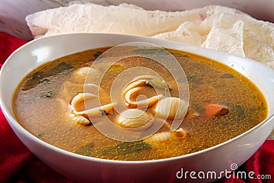 Vegan Chicken Noodle Soup Stock Photo