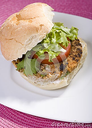 Vegan Chickpea Burger Stock Photo