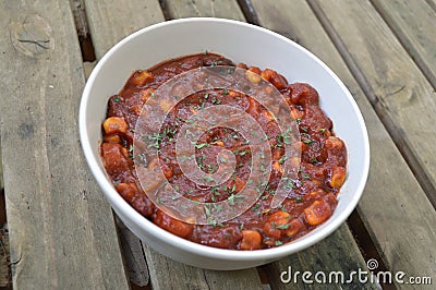 Vegan chili in autumn Stock Photo