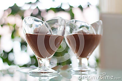 Vegan Chocolate Mousse With Coconut Yogurt Stock Photo