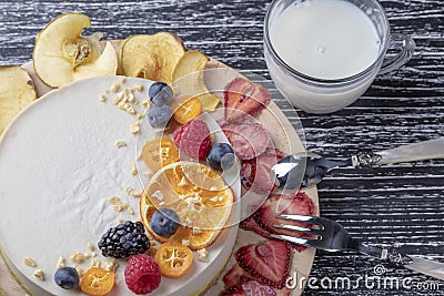 Vegan delicate fruity berry nut cake without using the oven Stock Photo