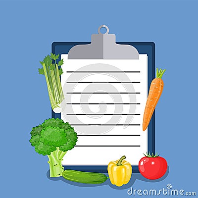 Vegan diet plan checklist. Vector Illustration