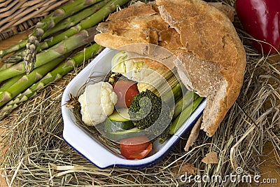 Vegan dish. Vegetables stewed in the dough Stock Photo
