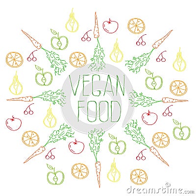 Vegan food background Cartoon Illustration