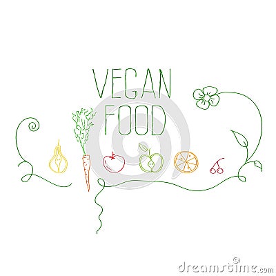 Vegan food Cartoon Illustration