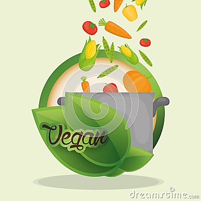 vegan food diet healthy nutrition Cartoon Illustration