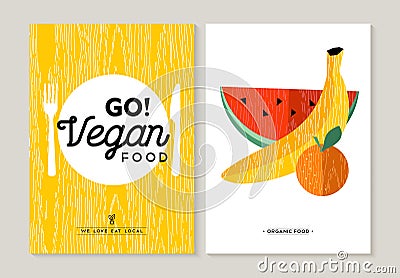 Vegan food illustration designs for healthy eating Vector Illustration