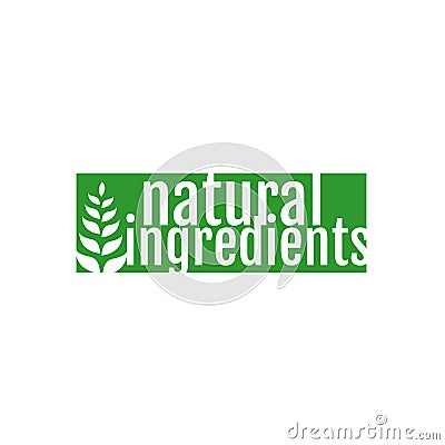 vegan food nature ingredients green leaf label stamp organic ingredients vector icon Vector Illustration