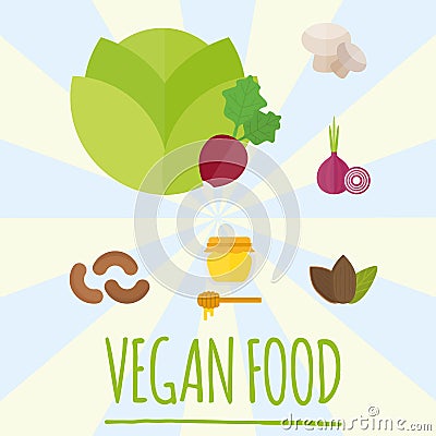 Vegan food nature restaurant fruit vegetarian healthy diet vegetable vector illustration Vector Illustration