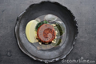 Vegan Food On Nice Plate Fine Dining Restaurant Stock Photo