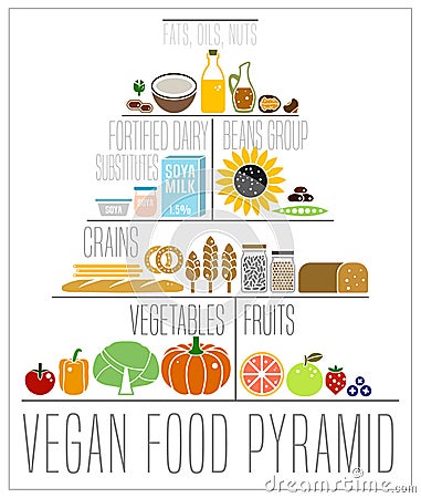 The vegan food pyramid Vector Illustration