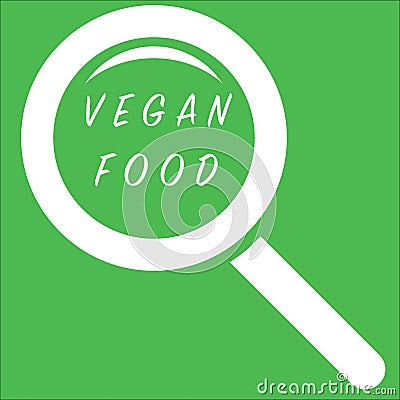 Vegan food search icon on green background Stock Photo