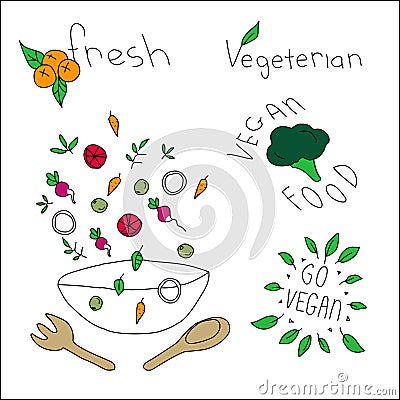 Vegan food Vector Illustration