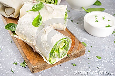 Vegan fresh tortilla wraps with vegetable Stock Photo