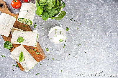 Vegan fresh tortilla wraps with vegetable Stock Photo